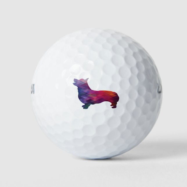Pelotas De Golf Patrón geométrico Corgi Dog Silueta púrpura (Anverso)