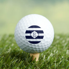 Pelotas De Golf Patrón Geométrico De Bandas Azules Y Blancas