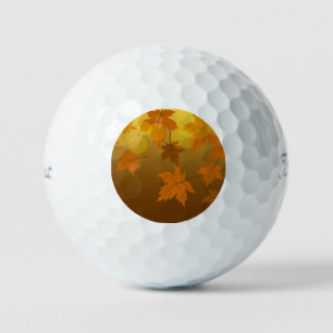 Pelotas De Golf Patrón otoñal con hojas de arce en caída y bokeh