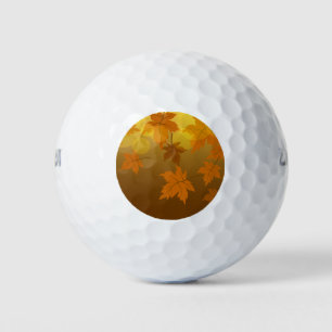 Pelotas De Golf Patrón otoñal con hojas de arce en caída y bokeh