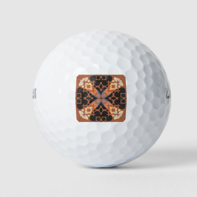 Pelotas De Golf Patrón Retro Tan (Anverso)