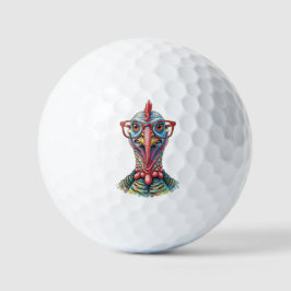 Pelotas De Golf Pavo Divertido con Gafas Dibujo Animado Divertido