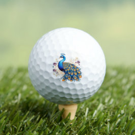 Pelotas De Golf Pavo Real Con Flores Moradas