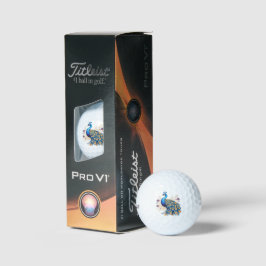 Pelotas De Golf Pavo Real Con Flores Purpura