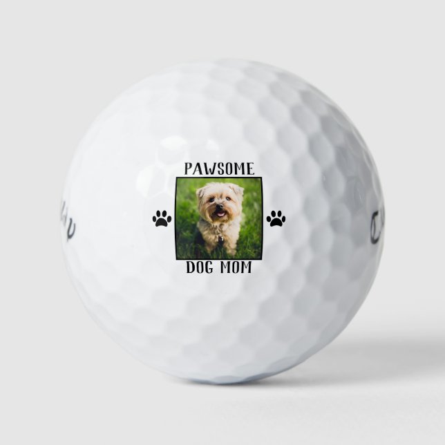 Pelotas De Golf Pawsome Dog Mom Paw imprime la foto de un perro (Anverso)
