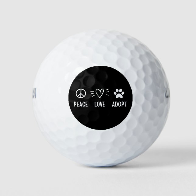 Pelotas De Golf Peace Love Adopte (Anverso)
