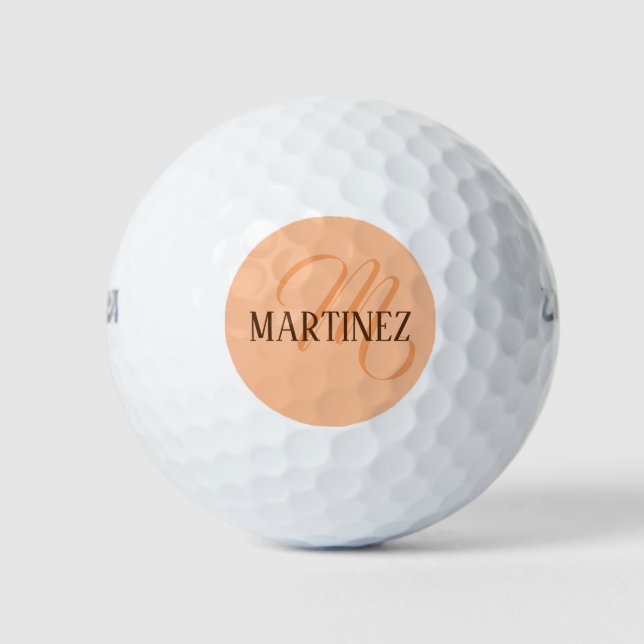 Pelotas De Golf Peach Fuzz Elegante Nombre Personalizado (Anverso)
