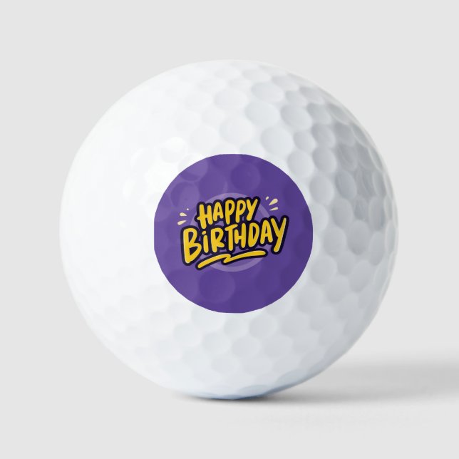Pelotas De Golf Pegatina de cumpleaños (Anverso)