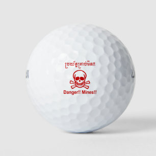 Pelotas De Golf ¡¡Peligro!! ¡Minas! ☠ de Rótulo camboyano ☠