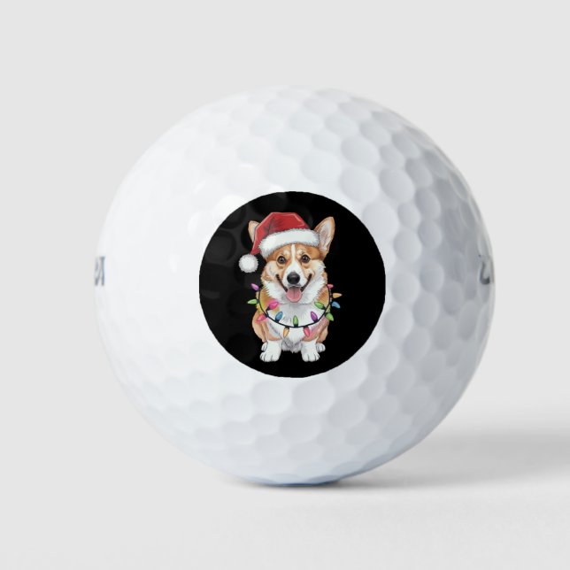 Pelotas De Golf Pembroke Welsh Corgi Santa Christmas Tree Lights (Anverso)