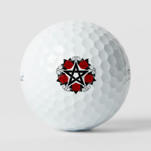 Pelotas De Golf Pentagram con rosas rojas