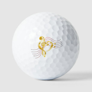 Pelotas De Golf Pentagrama de nota musical y corazón violín y clav