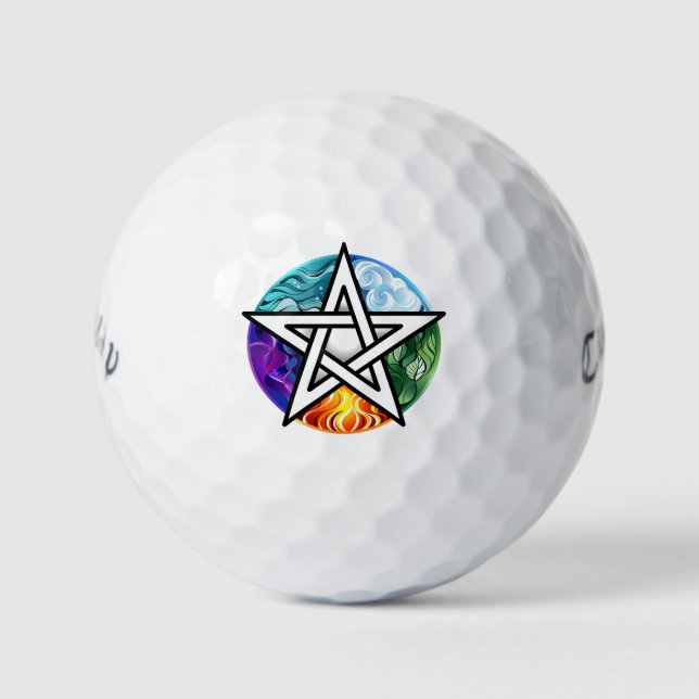 Pelotas De Golf Pentagrama de Wiccan (Anverso)