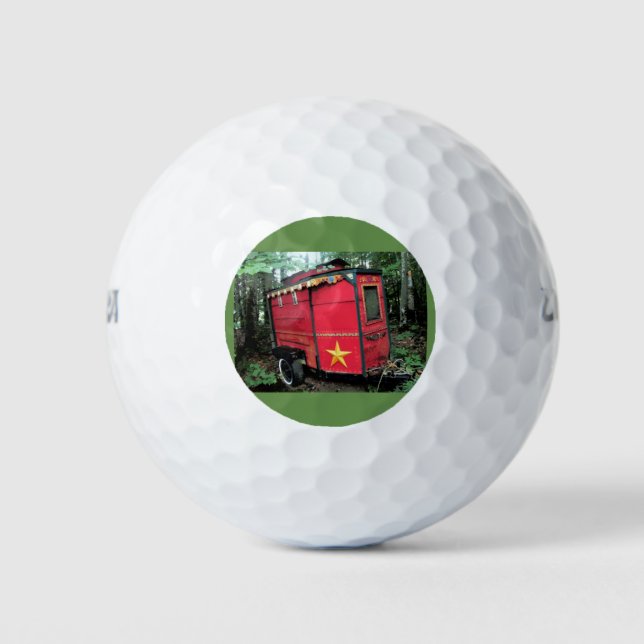 Pelotas De Golf Pequeña caravana gitana roja personalizada en cara (Anverso)
