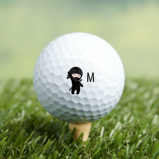 Pelotas De Golf Pequeño Monograma Feliz Ninja Inicial (Camiseta in situ)