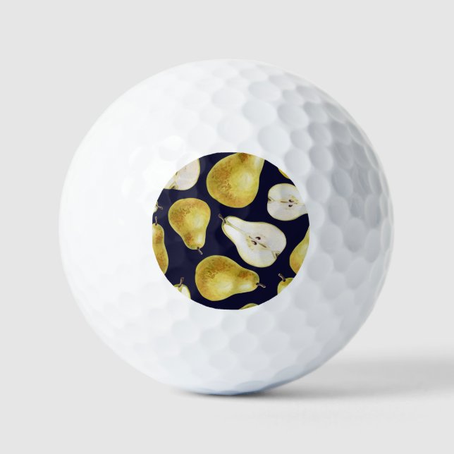 Pelotas De Golf pera madura, fondo negro, arte de jardín (Anverso)