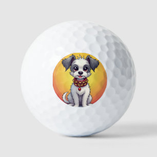 Pelotas De Golf Perro animado lindo con collar