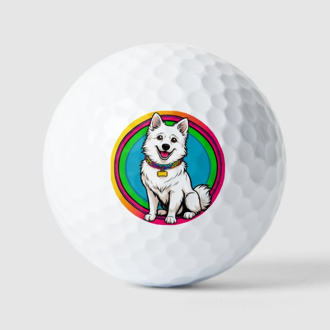 Pelotas De Golf Perro animado lindo con collar (Anverso)