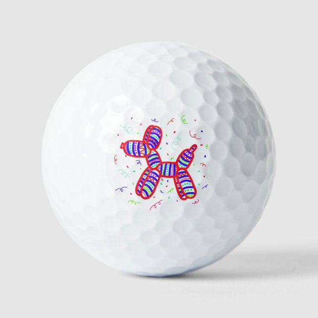 Pelotas De Golf Perro con globo con confetti (Anverso)