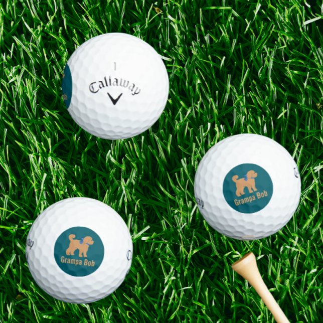 Pelotas De Golf Perro de Tan Doodle personalizado en verde azul os (Personalized golf balls!)