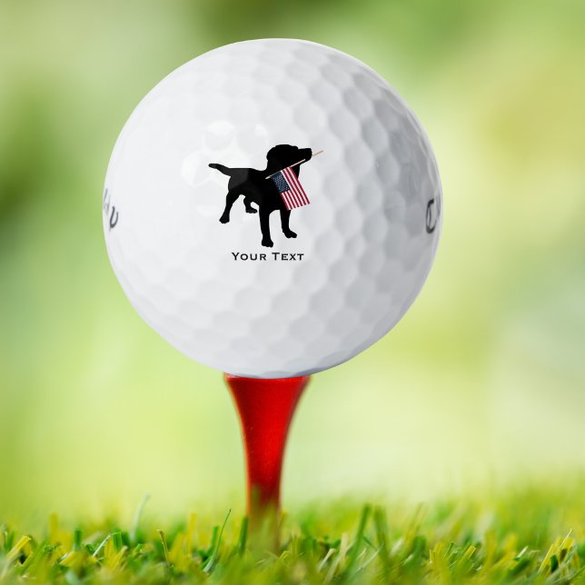 Pelotas De Golf Perro del Laboratorio Negro con bandera de los Est (Subido por el creador)