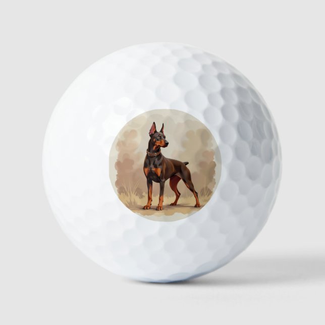 Pelotas De Golf Perro Doberman Pinscher Marrón Óxido Rojo (Anverso)