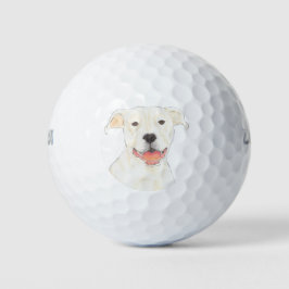 Pelotas De Golf Perro embellecedor de Pitbull blanco personalizado