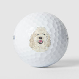 Pelotas De Golf Perro garabato de crema blanca personalizado