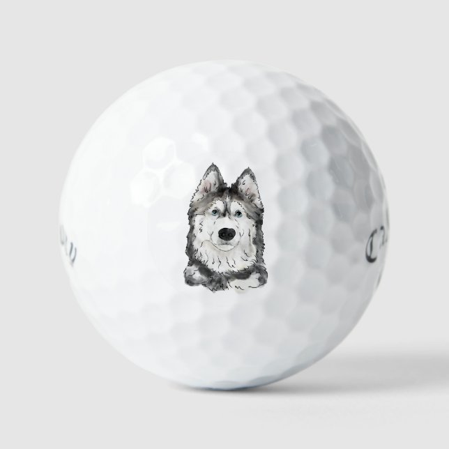 Pelotas De Golf Perro Husky (Anverso)