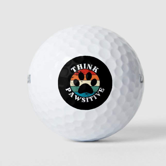 Pelotas De Golf Perro Paw Think Pawsitive (Anverso)
