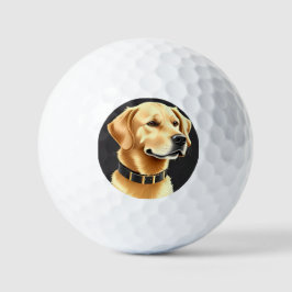 Pelotas De Golf Perro recuperador de oro con collar de cuero