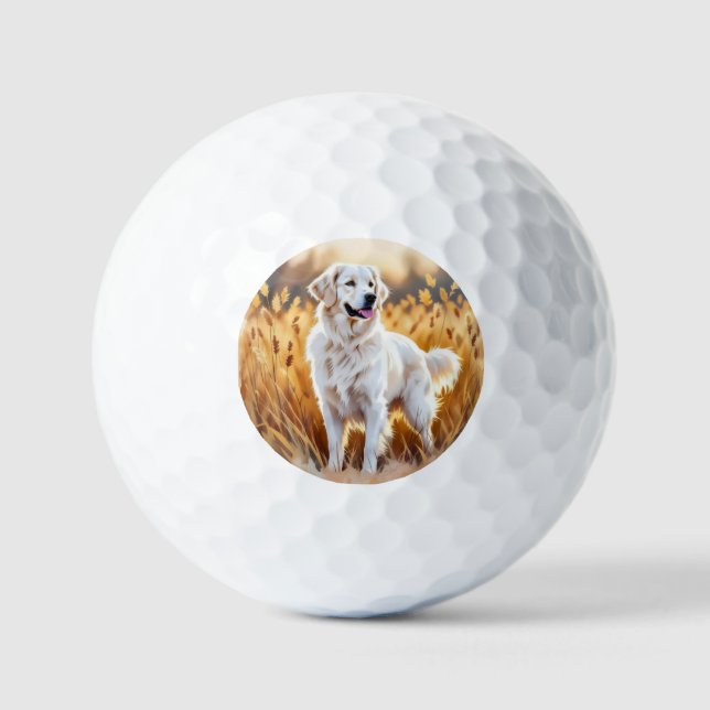 Pelotas De Golf Perro Retriever Dorado Blanco (Anverso)