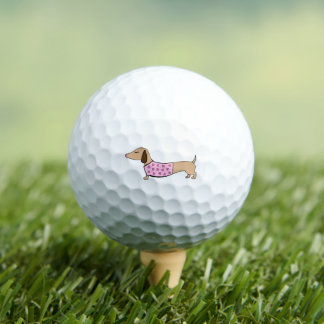 Pelotas De Golf Perro rosado vienés y corazón adoran regalo de gol
