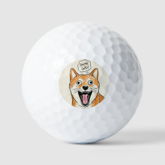 Pelotas De Golf Perro Shiba Inu conmocionado "OH DIOS MÍO"