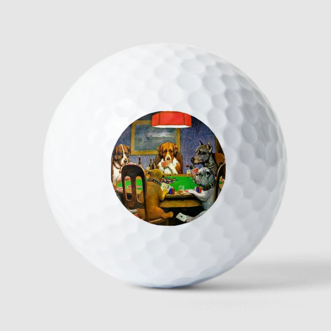 Pelotas De Golf Perros Jugando Póquer (Anverso)