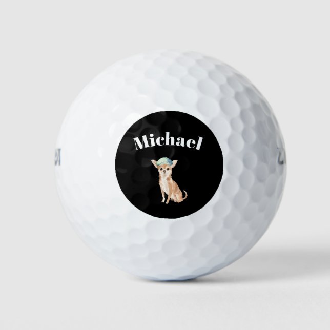 Pelotas De Golf Persona negra de perro de Chihuahua (Anverso)