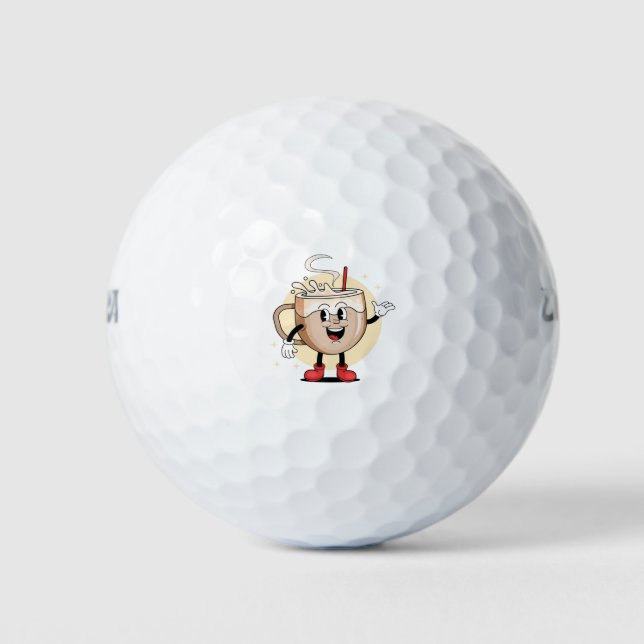 Pelotas De Golf Personaje de café juguetón y adorable (Anverso)