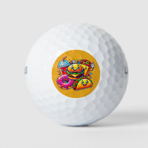 Pelotas De Golf Personajes de la comida rápida feliz para