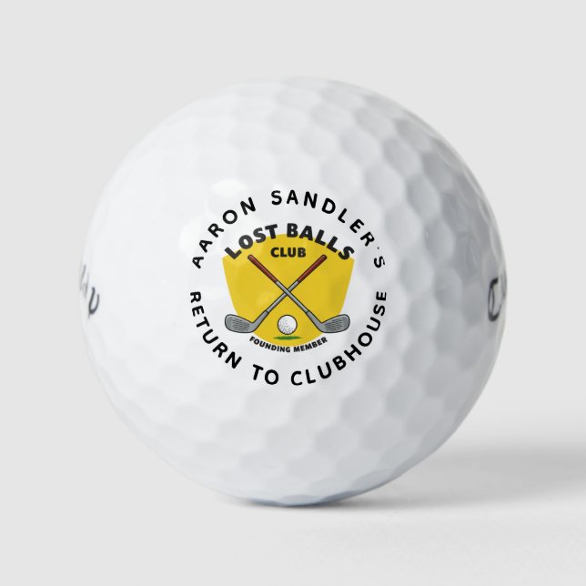 Pelotas De Golf Personaliza tu nombre Lost Balls Club Humor (Anverso)