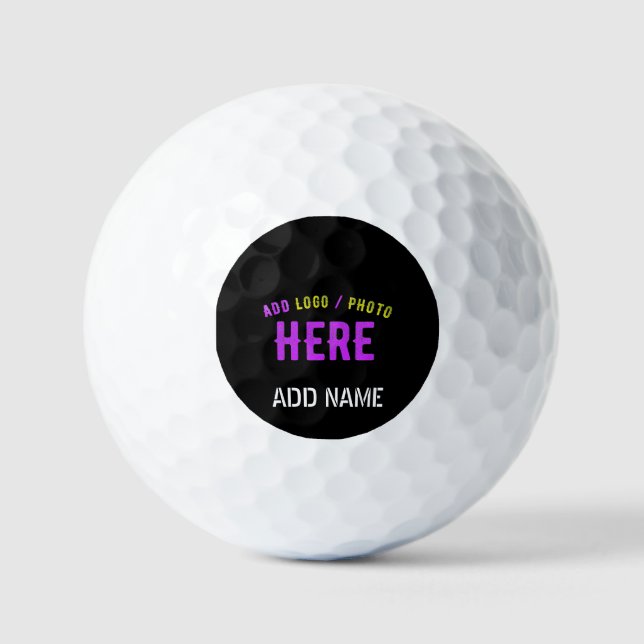 PELOTAS DE GOLF PERSONALIZABLE MODERNO ESTILO NEGRO VERIFICADO MAR (Anverso)