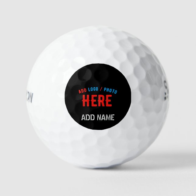 PELOTAS DE GOLF PERSONALIZABLE MODERNO ESTILO NEGRO VERIFICADO MAR (Anverso)
