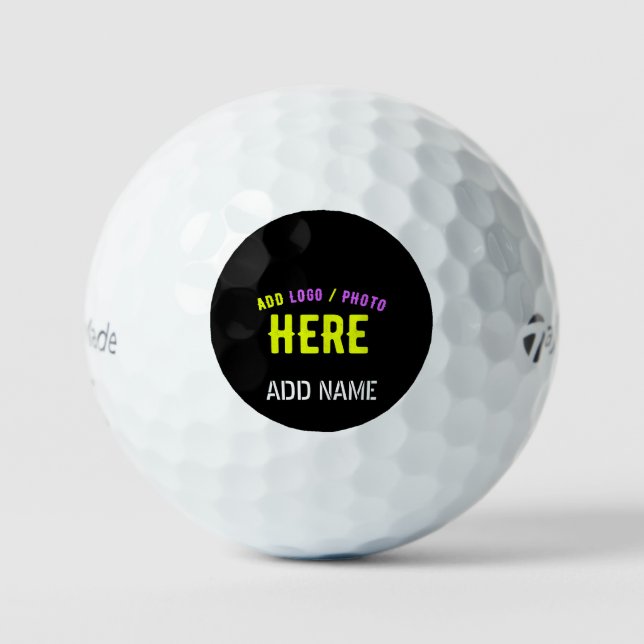 PELOTAS DE GOLF PERSONALIZABLE MODERNO ESTILO NEGRO VERIFICADO MAR (Anverso)