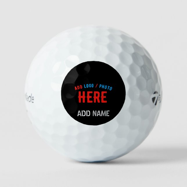 PELOTAS DE GOLF PERSONALIZABLE MODERNO ESTILO NEGRO VERIFICADO MAR (Anverso)