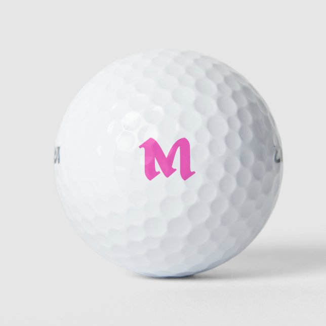 Pelotas de Golf Personalizadas con Monograma Rosa  (Anverso)