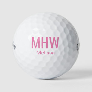 Pelotas de Golf Personalizadas con Monograma Rosa