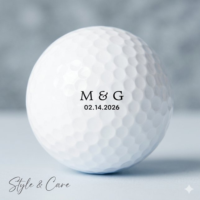 Pelotas de Golf Personalizadas con Monograma y Fec (Custom Monogram and Date Personalized Golf Balls)