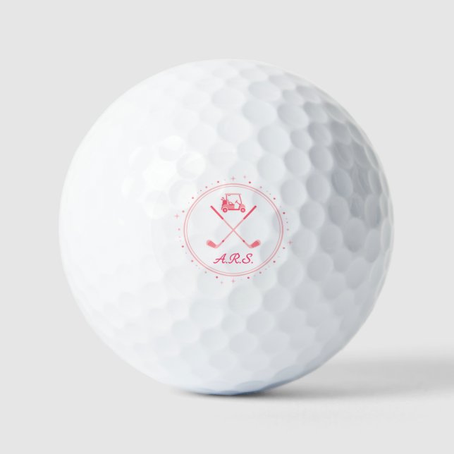 Pelotas de Golf Personalizadas Rosas con Monograma (Anverso)