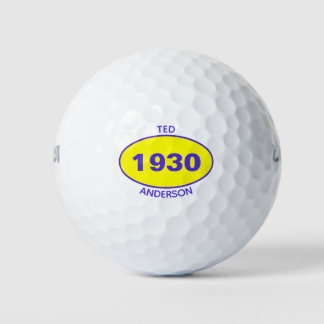 Pelotas De Golf Personalizado amarillo de 1930 editable 90th Birth