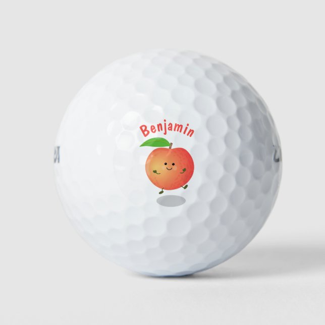 Pelotas De Golf Personalizado amarillo de melocotón alegre (Anverso)