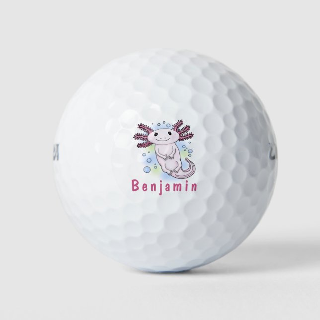 Pelotas De Golf Personalizado axolotópico rosa adorable (Anverso)